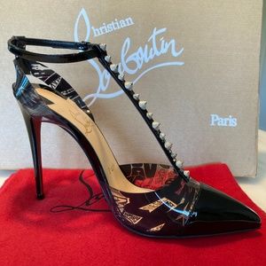 CHRISTIAN LOUBOUTIN - Nosy Spikes 100 Graffiti-Print Leather Pumps